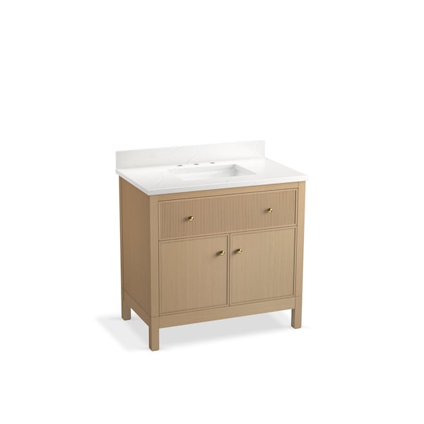 Kohler 36 in. Bathroom Vanity Cabinet With Sink And Quartz Top in White Oak 35020-SWK - main